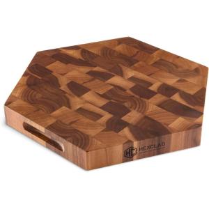 image:imageHexClad End Grain Walnut 15Inch Charcuterie Board and Cutting Board DoubleSided Checkerboard Design Recessed Finger Grips for Easy Handling