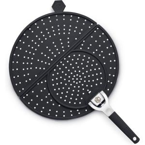image:imageHexClad Grease Splatter Screen for Frying and Searing Fits HexClads 10 and 12inch Pans DishwasherSafe Folding Design HeatSafe to 480F StayCool Locking Handle Silicone and Stainless Steel