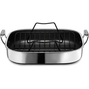 image:imageHexClad Hybrid 13 x 9 Inch Rectangular Nonstick Roasting Pan with Rack DishwasherFriendly OvenSafe Up to 900F Compatible with All Cooktops17 inches x 14 inches