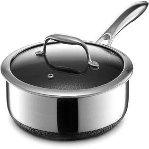image:imageHexClad Hybrid Nonstick 1Quart Saucepan with Tempered Glass Lid StayCool Handle DishwasherFriendly OvenSafe Up to 900F Induction Ready Compatible with All Cooktops3Quart