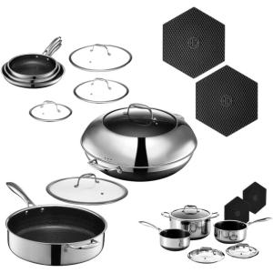 image:imageHexClad Hybrid Nonstick 20Piece Cookware Set 6Piece Pan Set 6Piece Pot Set with 2 Trivets 14 Wok with Lid 55Qt Saut Pan with Lid and 2Piece Silicone Trivet Set