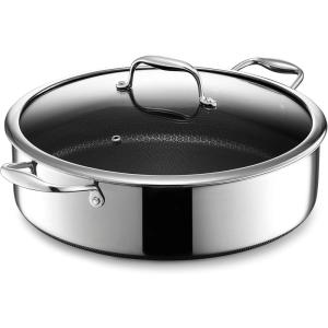 image:imageHexClad Hybrid Nonstick 45Quart Deep Saut Pan with Tempered Glass Lid StayCool Handle DishwasherFriendly OvenSafe Up to 900F Induction Ready Compatible with All Cooktops7Quart