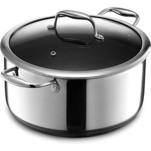 image:imageHexClad Hybrid Nonstick 5Quart Dutch Oven with Stainless Steel Lid StayCool Handles DishwasherFriendly OvenSafe Up to 900F Induction Ready Compatible with All Cooktops8Quart
