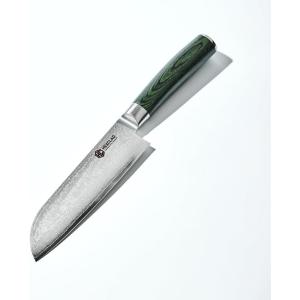image:imageHexClad Utility Knife 5Inch Japanese Damascus Stainless Steel Blade Pakkawood Handle7Inch Santoku Knife