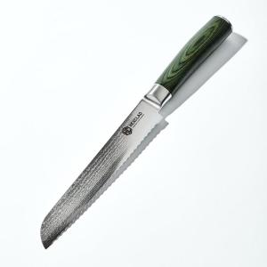 image:imageHexClad Utility Knife 5Inch Japanese Damascus Stainless Steel Blade Pakkawood Handle8Inch Bread Knife