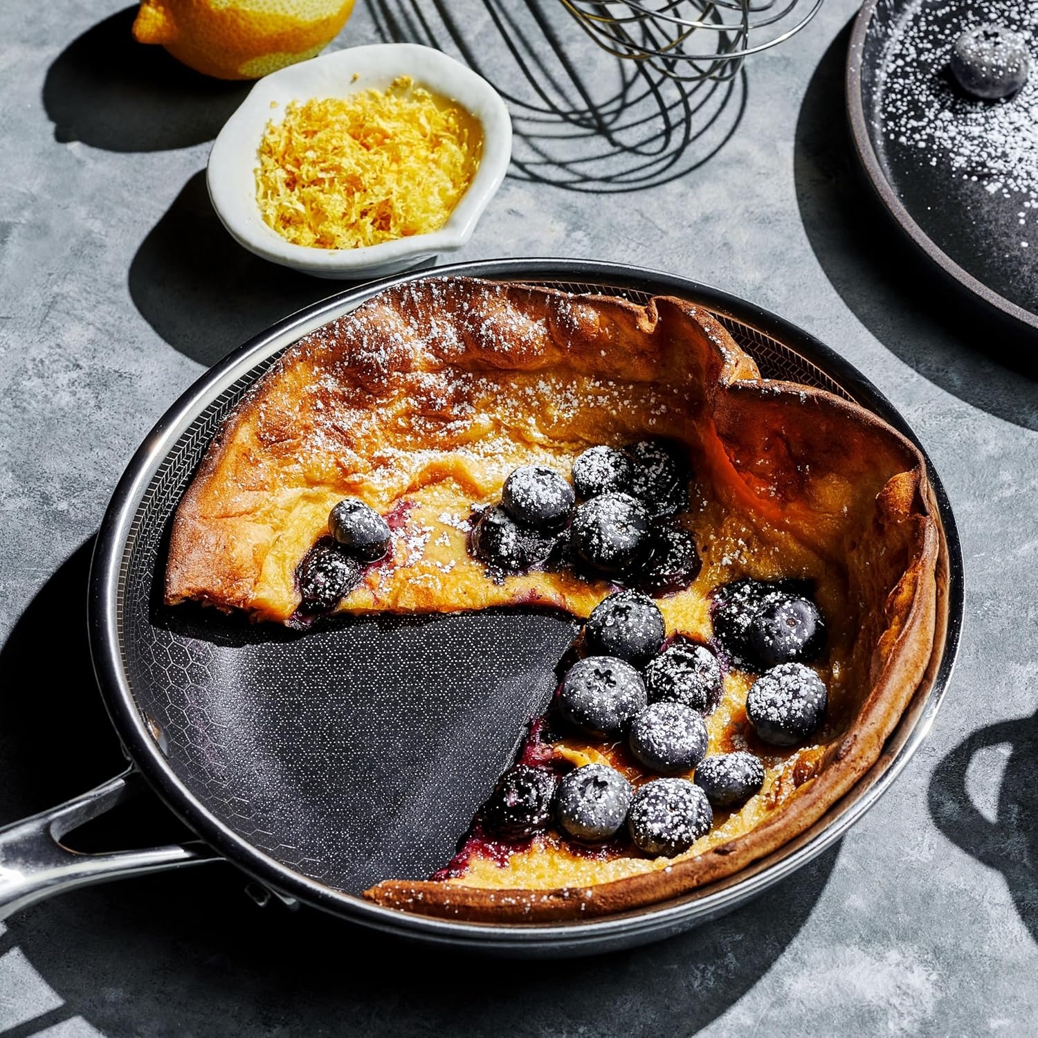 image:imageHexClad Hybrid Nonstick 3Piece Cookware Set 8 Pan 8 Lid and 10 Pan StayCool Handles Dishwasher and OvenSafe Induction Ready Compatible with All Cooktops